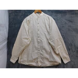 Wah Maker Shirt Mens XL White Button Front Frontier Band Collar Made In USA